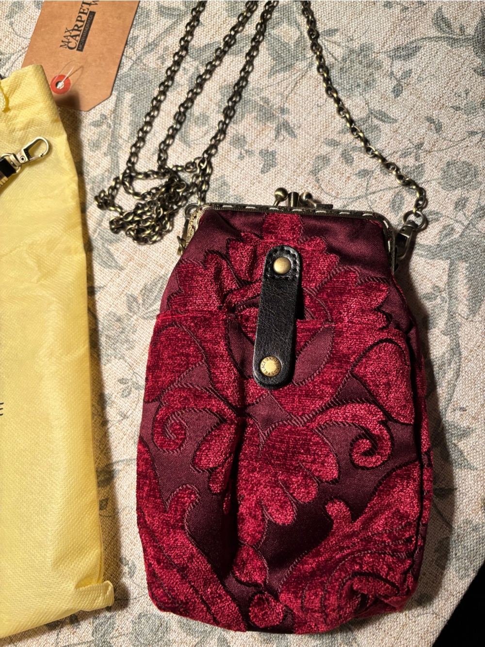 Red Kiss Lock Carpet Bag Small Purse